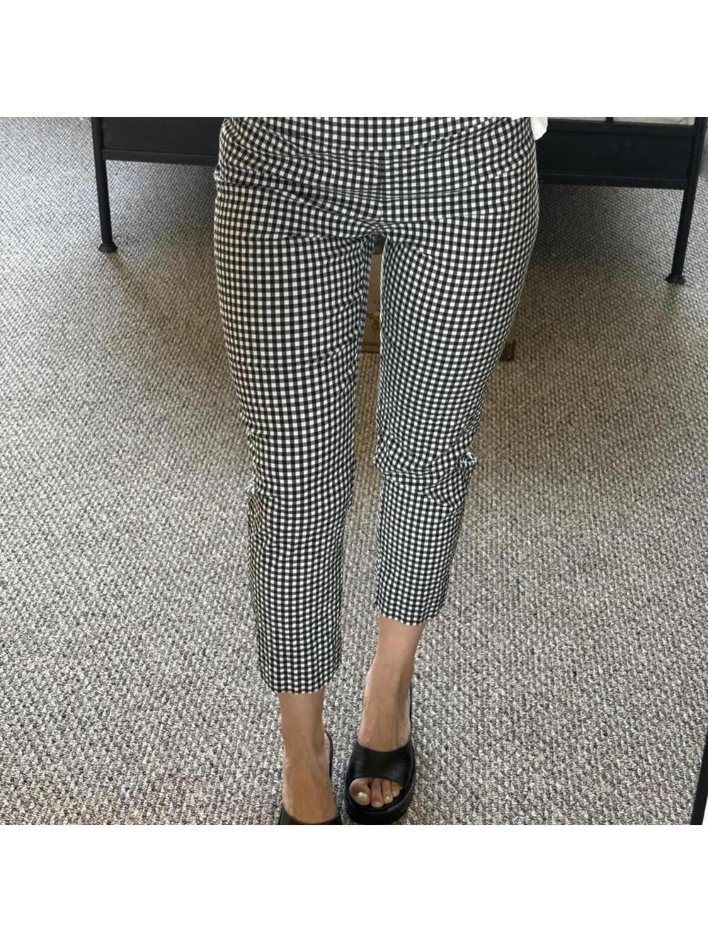 Zac & Rachel black & white gingham slim crop pants